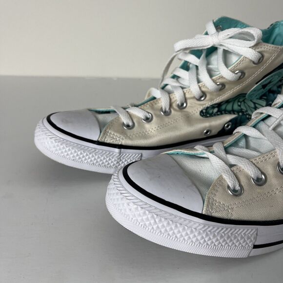 Converse Unisex Chuck Taylor All Star Hi Top Womens 10 Turquoise Butterfly Print - Picture 6 of 9